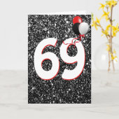 69e anniversaire Ballons sur carte Parties scintil (Fleur jaune)