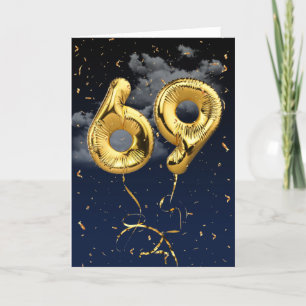 69e Anniversaire Gold Mylar Balloon et carte Confe