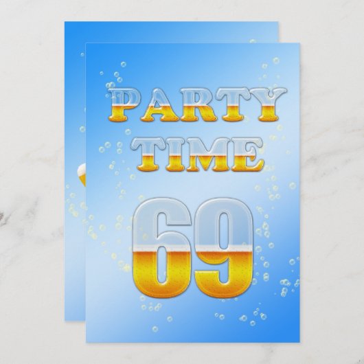 69e anniversaire invitation avec bière (Devant / Derrière)