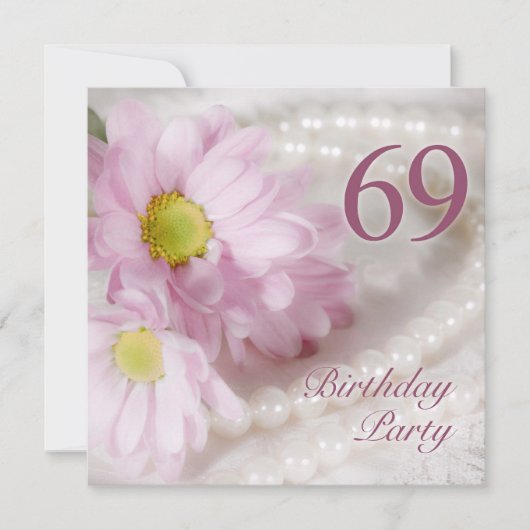 69e anniversaire invitation avec marguerites (Devant)