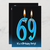 69e anniversaire Invitation de fête (Devant / Derrière)