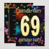 69e anniversaire Invitation fête feux d'artifice (Devant / Derrière)