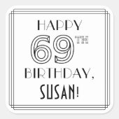 69E MAANDAG, Art Deco Style, aangepaste naam Vierkante Sticker (Voorkant)