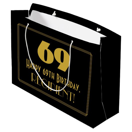 69e verjaardag — Art Deco geïnspireerd look "69" & Groot Cadeauzakje (Achterkant Gekanteld)