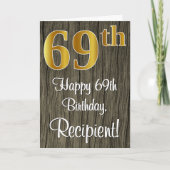 69e verjaardag: Elegant Faux Gold Look #, Faux Woo Kaart (Voorkant)