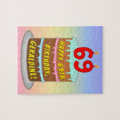 69e verjaardag: Fun Cake and Candles + Custom Name Legpuzzel (Horizontaal)
