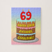 69e verjaardag: Fun Cake and Candles + Custom Name Legpuzzel (Verticaal)
