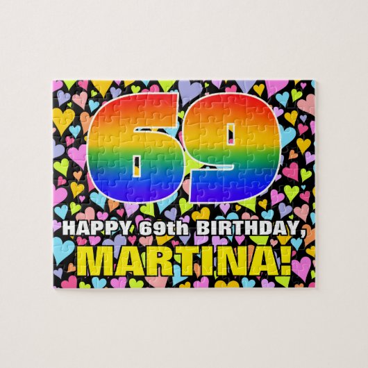 69e verjaardag — Fun, liefhebbende harteschepen + Legpuzzel (Horizontaal)
