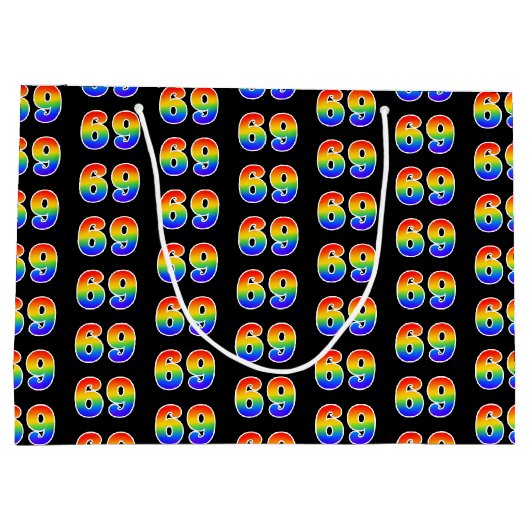 69e verjaardag: Fun Rainbow Event Nummer 69 Patroo Groot Cadeauzakje (Achterkant)