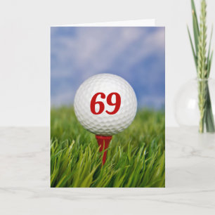 69e verjaardag Golfbal op rood T-shirt Kaart
