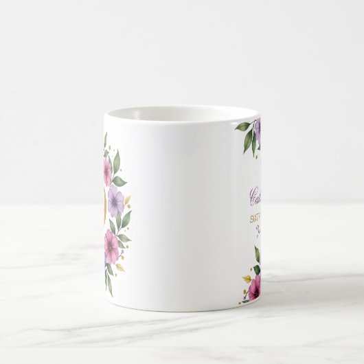 69e verjaardag Mok - Bloemenkrans met gouden numme (Center)