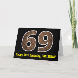 69e verjaardag: Naam + Faux Wood Grain Patroon "69 Kaart