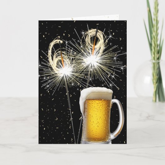 69e Verjaardag Sparklers Met Bier Mok Kaart (Voorkant)