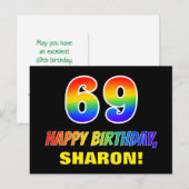 69e verjaardag: Vet, Leuk, Eenvoudig, Regenboog 69 Briefkaart (Voorkant / Achterkant)