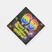 69e verjaardag: Vuurwerk Fun Pattern + Regenboog 6 Servet (Hoek)