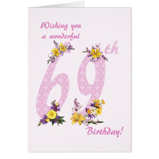 69th Birthday Flower Decorated Numbers (Voorkant)