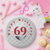 69th Birthday Golf Ball Design  Papieren Bordje (Feest)