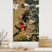 6. 紫 双 図, 若 Hydrangea en Rooster, Jakuchüu Poster (Keuken)