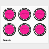 6 - 3" Favor Stickers Hot Pink Zebra Print (Vel)