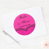 6 - 3" Favor Stickers Hot Roze Zwart Damast Kant (Envelop)