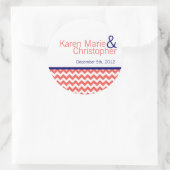 6 - 3"Favor Stickers Koraal Marine Blauw Chevron N (Tas)