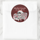 6 - 3" Favor Stickers schedel Roos Gotische Chevro (Tas)