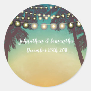 6 - 3" Favor Stickers Strand Sunset Pal Bomen Lich