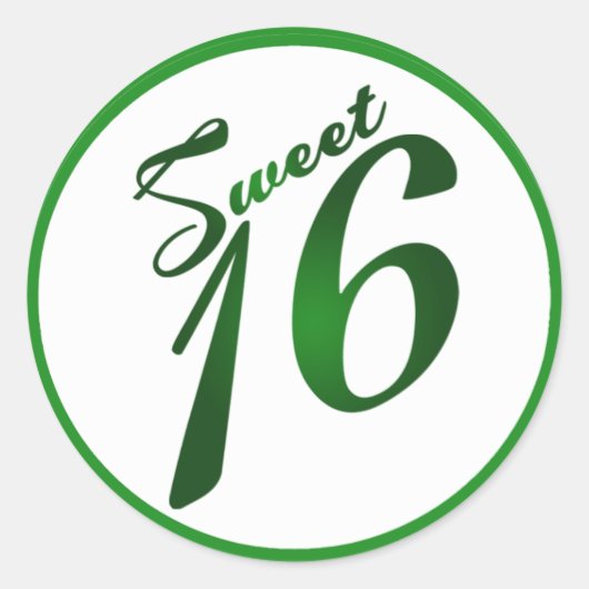 6 - 3" Favor Stickers Sweet 16 Green Party (Devant)