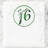 6 - 3" Favor Stickers Sweet 16 Green Party (Sac)