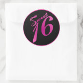 6 - 3" Favor Stickers Sweet 16 Rose Black Party (Sac)
