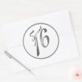 6 - 3" Favor Stickers Sweet 16 White Silver Party (Enveloppe)