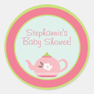 6 - 3" Favor Stickers Tea Party Roze Pastel