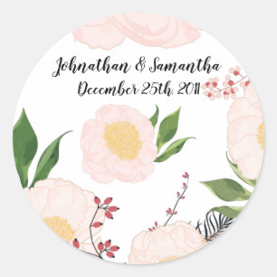 6 - 3" Favor Stickers Witte Bloemen op Whi