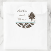 6 - 3" Favoriet Stickers Bruin Damask Kant (Tas)