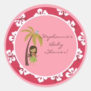 6 - 3" Favoriete Stickers Roze Hawaiiaanse Luau Tr