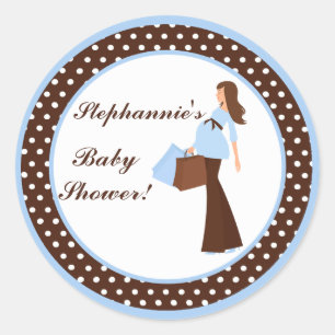 6 - 3" Favoriser Stickers Blue Mod Maman Pois