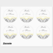 6 - 3" Favoriser Stickers Gris Jaune Gris Damas La (Feuille)