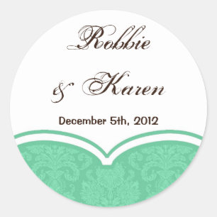 6 - 3" Favoriser Stickers Mint Vert Blanc Dentelle