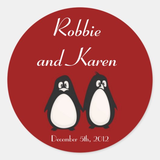 6 - 3" Favoriser Stickers Penguin Love Couple Mate (Devant)