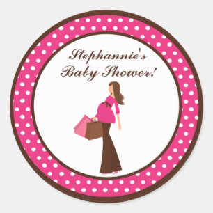 6 - 3" Favoriser Stickers Pink Mod Maman Pois