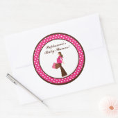 6 - 3" Favoriser Stickers Pink Mod Maman Pois (Enveloppe)