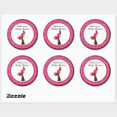 6 - 3" Favoriser Stickers Pink Mod Maman Pois (Feuille)