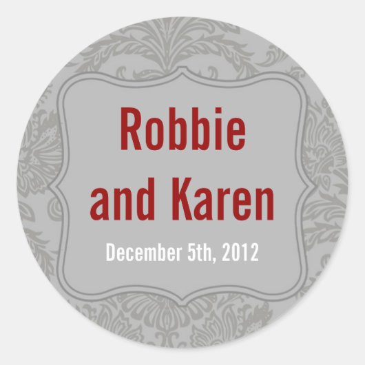 6 - 3" Stickers Favoriser Moderne Gris Damas Prin (Devant)