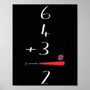6 4 3 2 Baseball met dubbele Play Poster