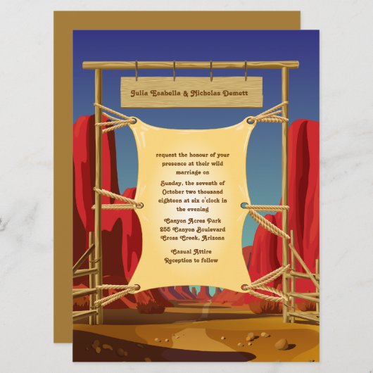 6,5 x 8,75" faire-part de mariage occidental (Devant / Derrière)