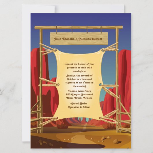 6,5 x 8,75" faire-part de mariage occidental (Devant)