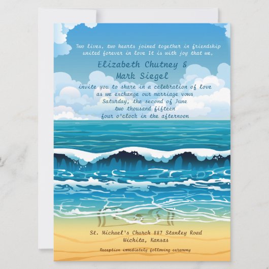 6,5 x 8,75-inch Beach Waves Wedding Invitation Kaart (Voorkant)