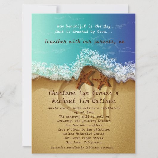6,5 x 8,75-inch Beach Wedding Invitation Kaart (Voorkant)