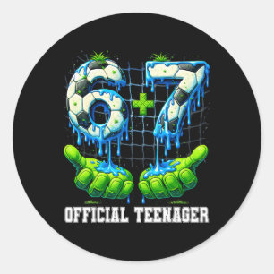 6+7 13 jaar oude officiële tiener druppel voetbal  ronde sticker