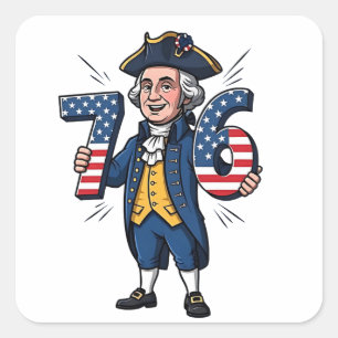 6-7 7-6 George Washington Six Seven Meme 67 Trend Vierkante Sticker